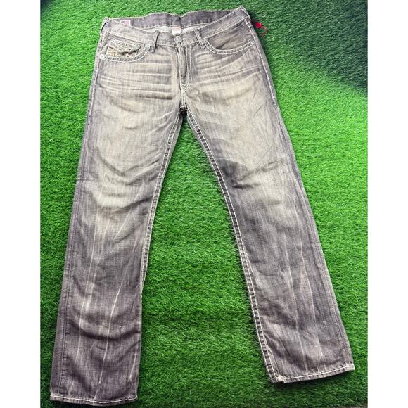 True Religion Ricky Super T Jeans 36 Gray Distressed Flap Pocket Made in USA - Picture 1 of 10